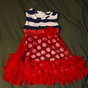 Emily Rose Navy and Red Polka Dot Dress